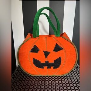Vintage 90’s Felt Pumpkin Halloween Handbag Purse Tote